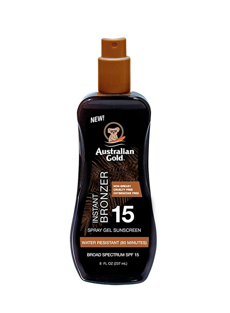 Australian Gold Bronceador Instant Brozer SPF15 Spray Gel de 237 ml