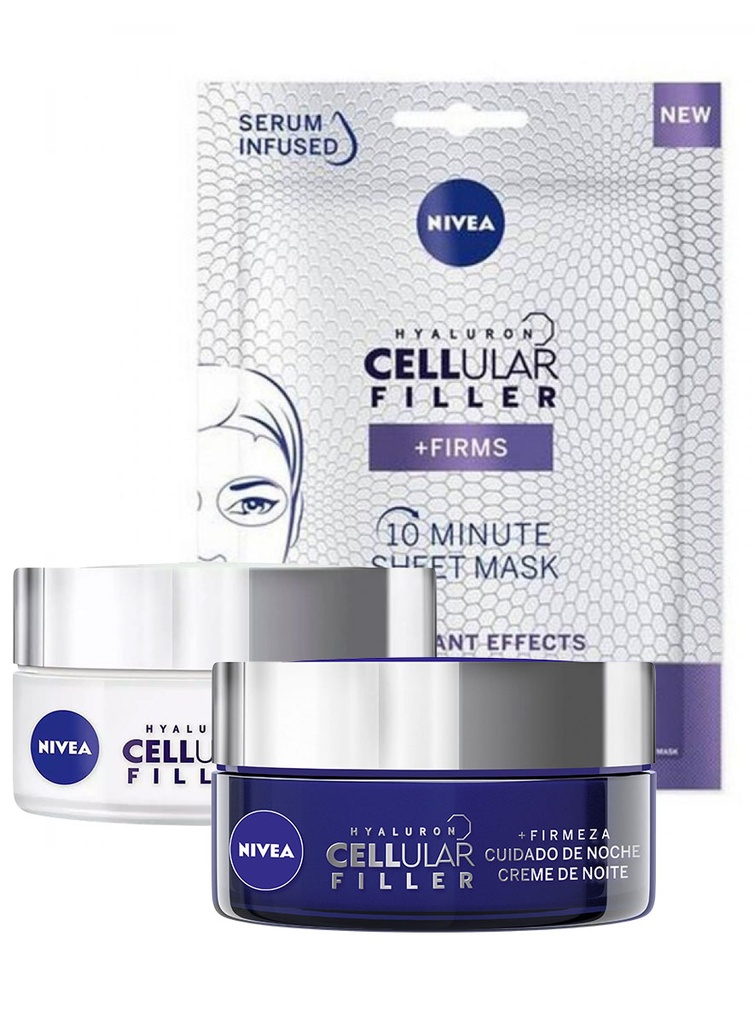 Pack Nivea Hyaluron Cellular Filler Rutina Día + Noche + Mascarilla Gratis