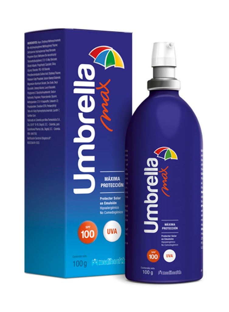 Umbrella Max SPF100 Amplio Espectro Hipoalergénico de 100 gr